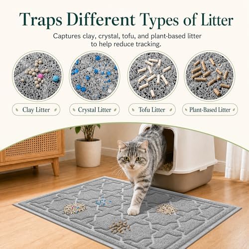 Yimobra Cat Litter Mat, Waterproof Litter Trap Mat, 35.4x23.6, Grey - Image 2
