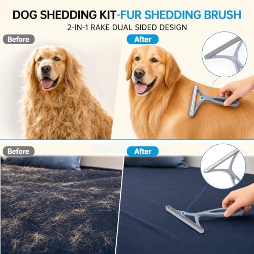ROZKITCH 3-in-1 Pet Hair Removal Kit, Grooming Glove, Comb & Carpet Scraper - Image 4