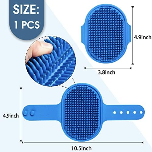Dog Grooming Brush, Lilpep Pet Shampoo Bath Brush Soothing Massage Rubber Comb with Adjustable Ring Handle for Long Short Haired Dogs and Cats (Blue, pack of 1) - Image 2
