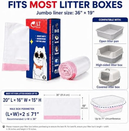 Jumbo Litter Box Liners, 10 Count Cat Litter Liners for Litter Box, Heavy Duty Litter Box Bags Liners, Thickness, Handy Drawstring, Leak-Proof (10 Count, Unscented) - Image 2