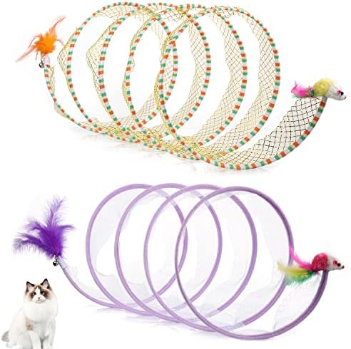 2pcs, Folded Cat Tunnel Spring, 10in Large Portable Cat Toy Spiral Tunnel by TOYMIS