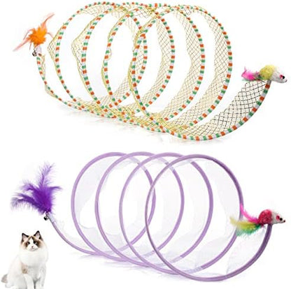 2pcs, Folded Cat Tunnel Spring, 10in Large Portable Cat Toy Spiral Tunnel by TOYMIS