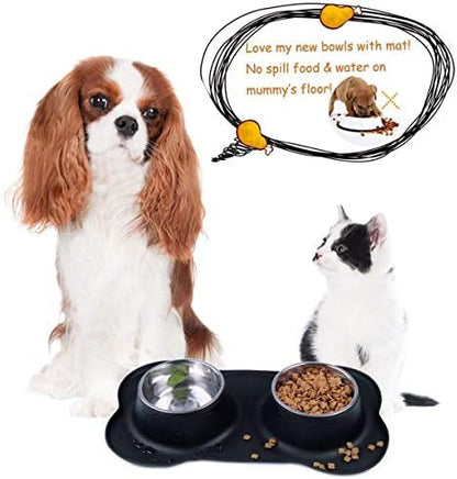 AsFrost Dog Food Bowls Stainless Steel Pet Bowls & Dog Water Bowls No Spill Non Skid, Feeding Bowls with Dog Bowls Silicone Mat for Small Medium Large Size Dogs, Cat Pet Dog Dishes Set, Black, 3 Cup - Image 5