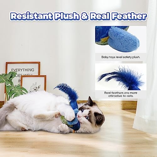 LEWISER Cat Toys Chirping Tit 2 Pcs with Catnip SilverVine, Suitable for Cat Wand Toys, Simulation Bird Design, Interactive Toys for Indoor Kitty Kitten Exercise, Red and Blue - Image 4