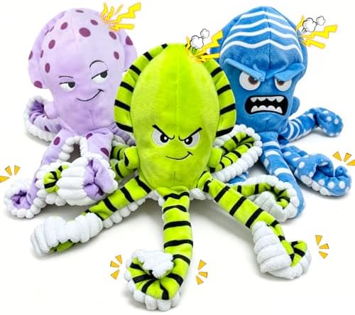 Fuufome Octopus Dog Toys with No Stuffing for Small, Medium & Large, 3 Pack by Fuufome