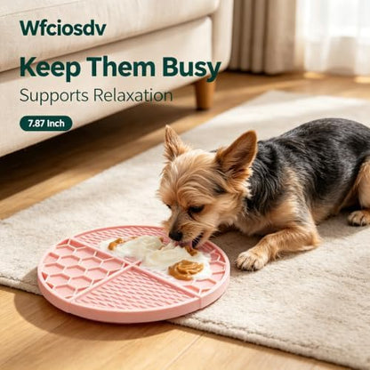 61-Suction Lick Mat for Dogs Cats, Pink 7.87" BPA-Free Silicone - Image 2