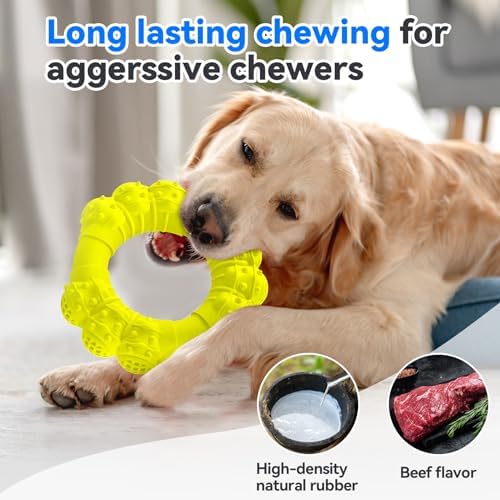 Indestructible Dog Chew Ring Toys for Aggressive Chewers, Super Chewer Dogs Toy for Medium Large Dogs, Puppy Teething Rings for Relax, Interactive Dog Toy, Heavy Duty Teething Toys - Image 3
