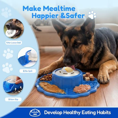 Slow Feeder Dog Bowls with Lick Mat & Rolling Lick Ball, Enrichment Toys - Image 4