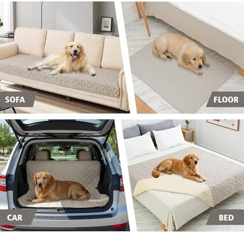 Ameritex Waterproof Pet Bed Cover Anti-Slip Dog Bed Blanket for Sofa and Furniture Waterproof New Pattern Design (Khaki, 82x120 Inch (Pack of 1)) - Image 3