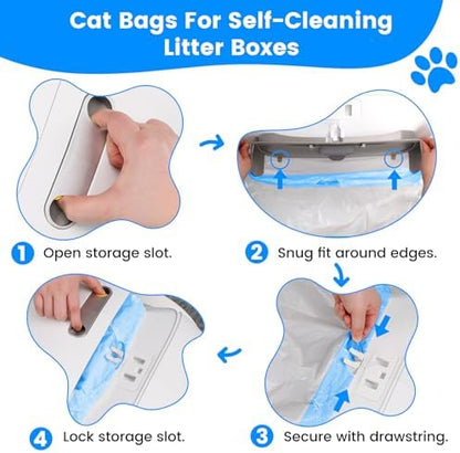 60 Count Cat Litter Box Liners Bags, Extra-Thick Cat Waste Bags for Self-Cleaning Litter Box, Drawstring Litter Liner Trash Bags for Automatic Box Self Cleaning-17.7" x 19.68" - Image 3