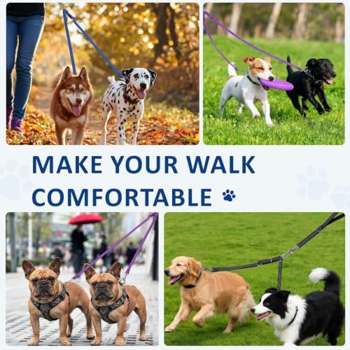 Double Dog Leash Coupler,No Tangle Dog Leashes Connector,Two Dogs Lead Splitter,Reflective Dual Lead Adjustable Length to Fit All Sized Breeds,Walking Training for 2 Dogs (Black, Lite：Dogs 0-30 lbs) - Image 7