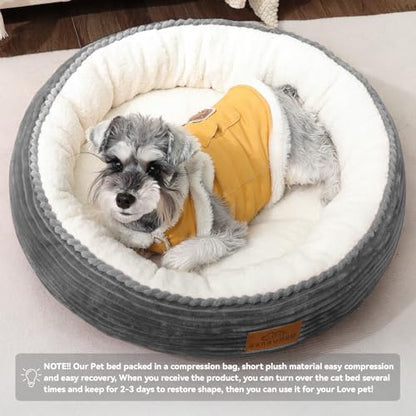 Zerbuger 23in Dark Grey Round Dog Bed Sofa for Dogs Cats, Machine Washable - Image 5