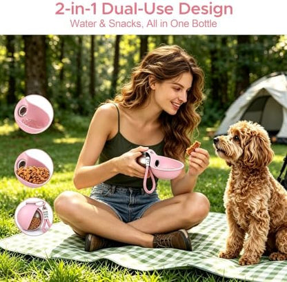 Stainless Steel Dog Water Bottle with Bowl, Portable Leak-Proof for Travel - Image 3