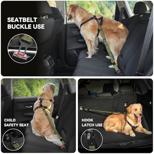 Pawaboo Dog Seat Belt Harness for Car, Seatbelt Harness with 2 in 1 Buckle - Image 4