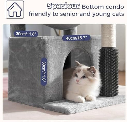 Cat Tree 32” Small Cat Tower with Large Hammock 16”& Self Groomer - Image 5
