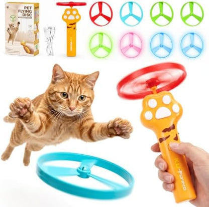 Interactive Cat Disc Launcher Toy, Rechargeable with 8 Flying Discs by VOXGET