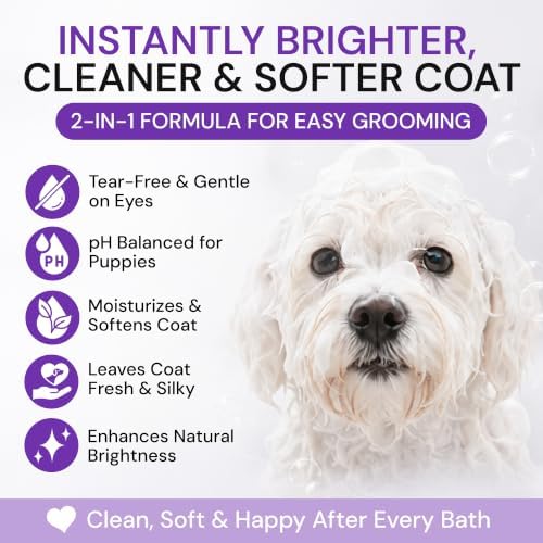 Bright White Natural Whitening Dog Shampoo and Conditioner for Dogs with Aloe Vera, pH Balanced Dog Shampoo and Conditioner Set, Tear-Free for Sensitive Skin 26.4 Oz (Pack of 2) - Image 3