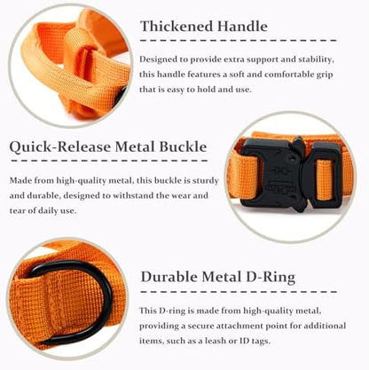Tactical Dog Collar, Adjustable Military Training Nylon Pet Collar, Orange L - Image 2