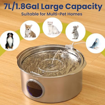 PawsPik Ultra-Quiet Stainless Steel Dog Water Fountain, 1.8-gal - Image 6