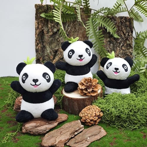 Dog Hide and Seek Toys Puppy Chew Squeaky Toys Plush Mushroom&Bamboo&Shell Hideout Stuffing with Squeakers Animals (3Pcs Squeaky Panda) - Image 4