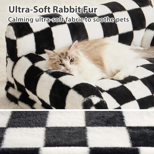 BFPETHOME Cat Couch & Dog Couch Bed, Pet Sofa for Small Pet, Cute Cat Sofa, Checkered Dog Bed with Washable Cover (Black&White) - Image 2