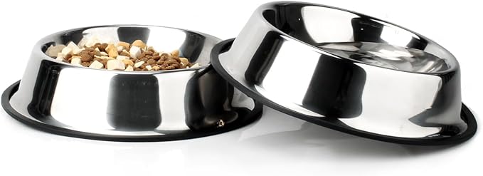 NAJOR Stainless Steel Dog Bowls,4Cup / 32oz Large Dog Food Bowls,Anti-Skid Pet Feeder Bowl and Water Bowl,Perfect Choise for for Dogs and Cats and More,Set of 2