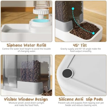GearRoot Automatic Cat Feeder and Water Dispenser, 2 in 1 Gravity Pet Food Feeder and Water Dispenser Detachable Cat Food Dispenser for Small Dogs and Cats, White - Image 4