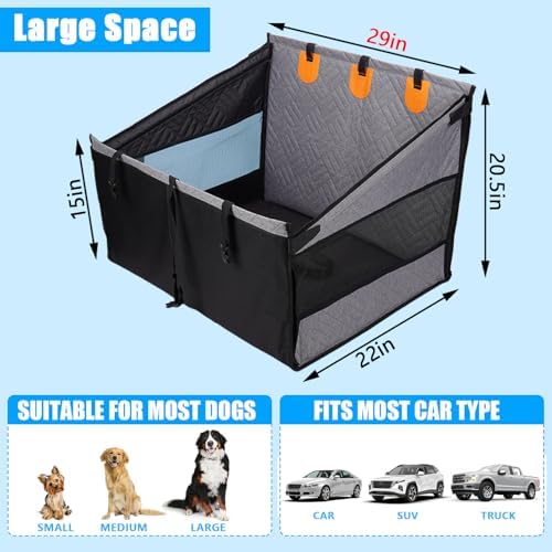 Dog Car Seat for Large Medium Dogs, Hard Bottom Back Seat Extender for Dogs with Soft Removable Blanket, Non-Slip Dog Car Hammock Turn into Soft Pet Travel Bed,Pet Seat for Car SUV Truck(Grey) - Image 6