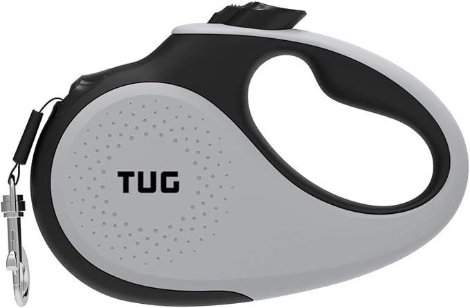 TUG 360° Tangle-Free Retractable Dog Leash with Waste Bag Dispenser (Large, Grey)