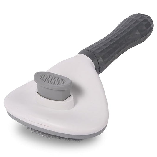 Self Cleaning Slicker Brush, Dog Cat Bunny Pet Grooming Shedding Brush - Easy to Remove Loose Undercoat, Pet Massaging Tool Suitable for Pets with Long or Short Hair (Gray)