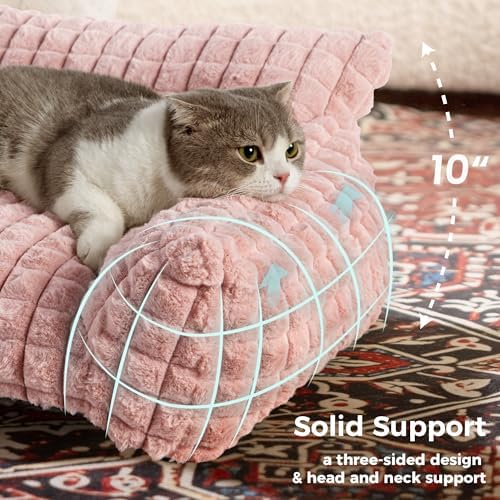 Cat Couch Bed with Fluffy Faux Rabbit Fur for Indoor Cats, 30 Inch - Image 5