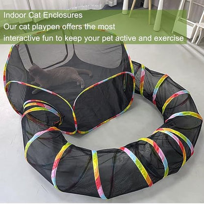CLKHOWL Outdoor Cat Enclosure, Portable Cat Tents for Outside, Cage Free Outside Cat Playpen Pet Enclosure, Cat Tunnel Outdoor Playground for Indoor Cats & Small Animals - Image 6