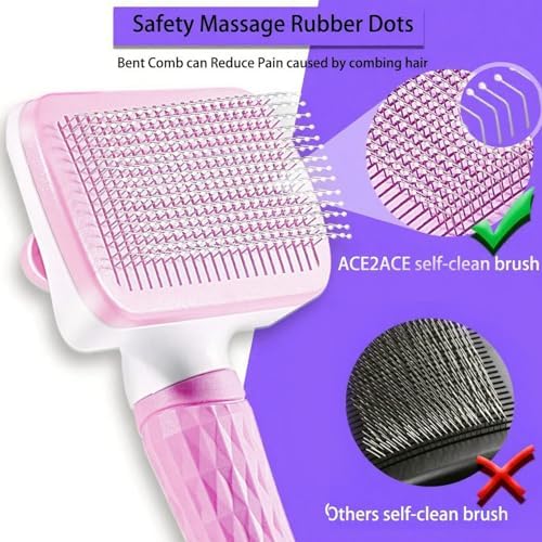 Self-Cleaning Slicker Brush, Dog Cat Bunny Pet Grooming Shedding Brush, Easy to Remove Loose Undercoat, Pet Massaging Tool Suitable for Pets with Long or Short Hair (Baby Pink) - Image 5