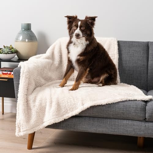 PetAmi Soft Plush Sherpa Dog Blanket for Pet Cat, Large 40x60, Beige by PetAmi