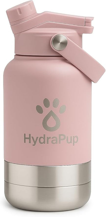 32oz Insulated Water Bottle with Dog Bowls – Human & Pet Shared Use, Stainless Steel Leakproof Travel Bottle (Rose Pink)