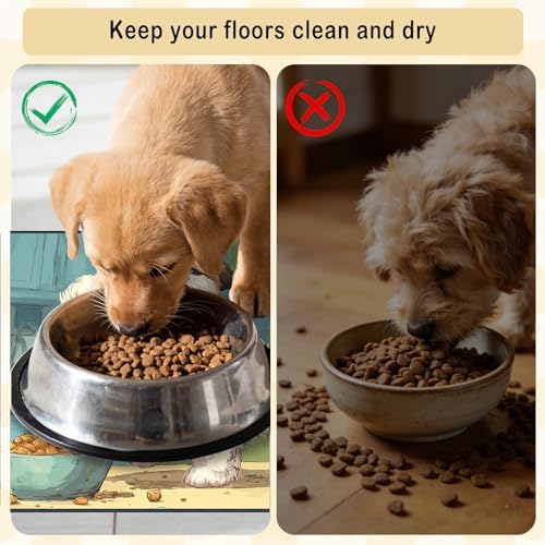 Nuxovilar Playful Puppy Pet Food Mat Polyester 23.62x17.71 Inches - Image 5