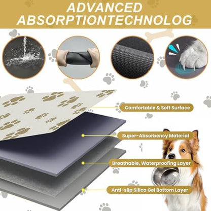Pet Feeding Mat Dog Cat Food Mat Absorbent No Stains Quick Dry Rubber Bottom Anti-Slip Water Bowl Mats Easy to Clean for Indoor Pet Placemats Water Dispenser Mat - Image 4