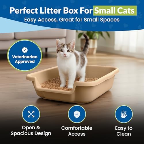 KittyGohere Senior Cat Litter Box Small with Scoop, Beach Sand - Image 2