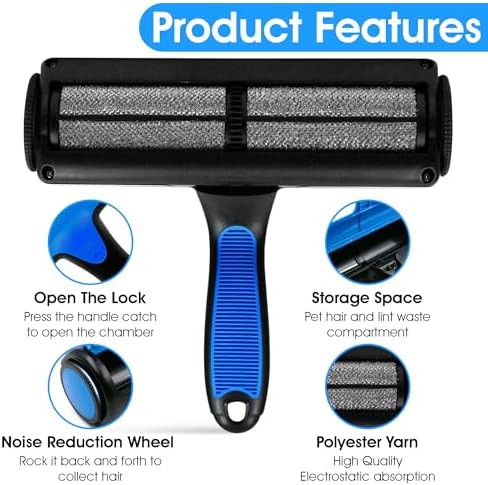 Pet-Pristine Pet Hair Remover Roller and Mini Detailer Combo Pack - Effortless Cats and Dogs Reusable Hair Removal for Couches, Beds, Carpets, Furniture - Image 3