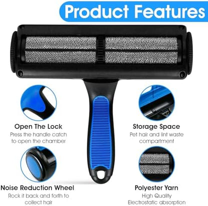 Pet-Pristine Pet Hair Remover Roller and Mini Detailer Combo Pack - Effortless Cats and Dogs Reusable Hair Removal for Couches, Beds, Carpets, Furniture - Image 3
