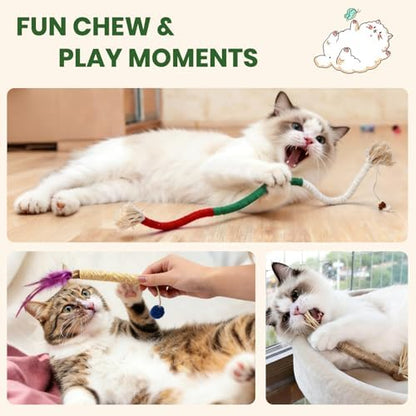 Silvervine Sticks for Cats and Cat Chew Rope Toy for Dental Care Teeth Cleaning&Anxiety Relief,Interactive Catnip Toys for Bored Indoor Cats（9pcs） - Image 4