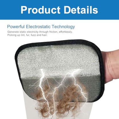 2 Pack Pet Hair Removal Glove, Reusable Electrostatic Fur Cleaner - Image 3