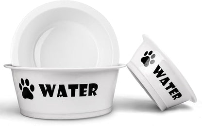 FOREYY Set of 2 Ceramic Dog Cat Bowl Set, Pet Porcelain Food and Water Feeder Dish Bowls with Anti Slip Band, Dishwasher and Microwave Safe (Large)