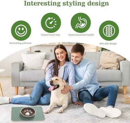 Stainless Steel Slow Feeder Dog Bowls – Non-Slip Metal Dog Bowl for Large & Medium Breeds, Puppy Puzzle Feeder – 2 Cup Capacity for Small to Big Pets – Durable Slow Feed Dog & Cat Food Dish with Mat - Image 7