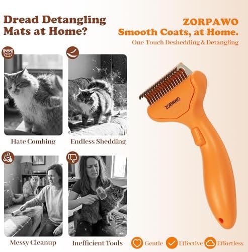 Undercoat Rake & Self-Cleaning Deshedding Brush, Orange - Image 5