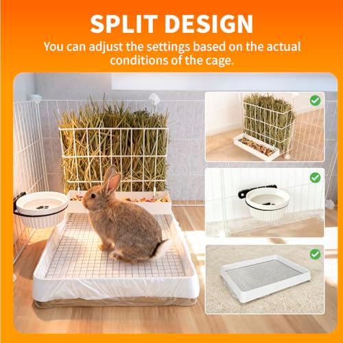 BESNEW 3 in 1 Rabbit Hay Feeder with Litter Box,Upgraded Metal Hay Rack & Litter Tray & Water Bowl,Quick Cleaning,Easy to Install,Bunny Supplies for Rabbit Guinea Pig Chinchilla Small Animals - Image 6