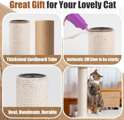 OSPNIEEK 4 PCS M8 Cat Scratching Post Replacement, 15.7“ 7.9" Natural Sisal Rope Kitten Tree Scratcher Refill with Screws, DIY Hemp Scratch Pole Parts for Indoor Cats Tower Refurbishment Accessories - Image 5