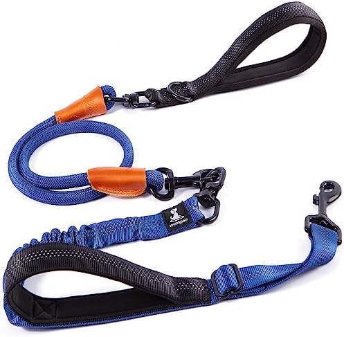 SparklyPets - Heavy Duty Bungee Rope Leash for Large and Medium Dogs - No Pull, Shock Absorber Long Dog Training Lead - No Slip Reflective Line for Outside (5.5 Ft Bungee Leash) by SparklyPets