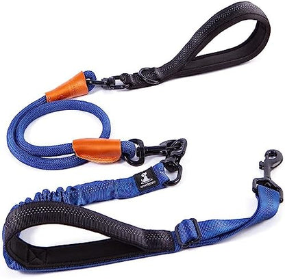 SparklyPets - Heavy Duty Bungee Rope Leash for Large and Medium Dogs - No Pull, Shock Absorber Long Dog Training Lead - No Slip Reflective Line for Outside (5.5 Ft Bungee Leash) by SparklyPets