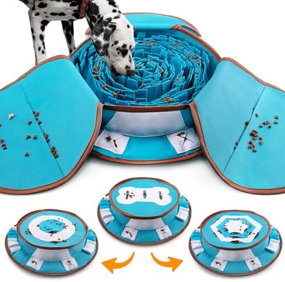 AWOOF Pet Snuffle Mat for Dogs, Interactive Feed Game for Boredom, Encourages Natural Foraging Skills for Cats Dogs Bowl Travel Use, Dog Treat Dispenser Indoor Outdoor Stress Relief (Blue) by AWOOF